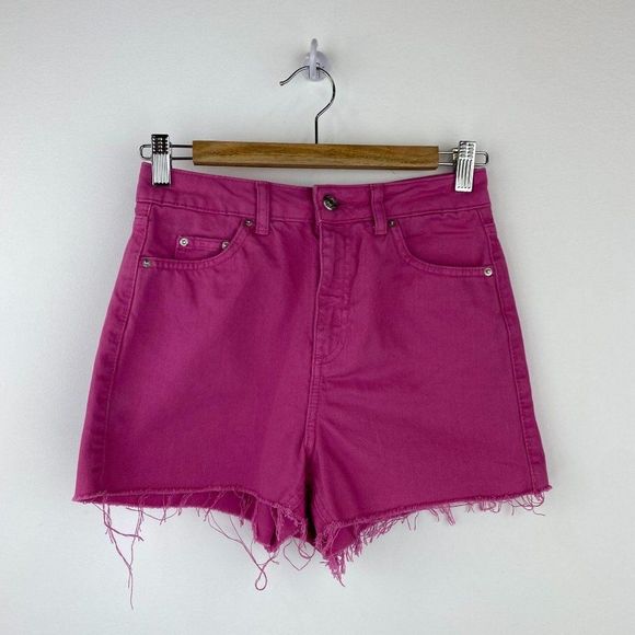 TOPSHOP MOTO MOM High Rise Pink Denim Short - Picture 1 of 5